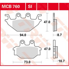 Предни/задни накладки TRW ARTIC CAT/CAN-AM/TGB/ADLY/KYMCO
